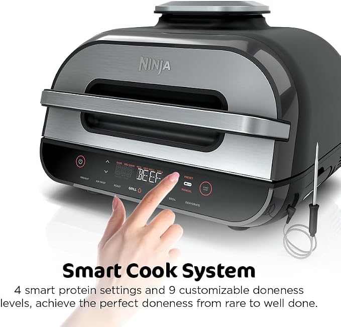 Ninja Crispi Glass Air Fryer, 4-in-1, Grey, FN101GY | Max crisp, bake, air fry, recrisp, 450F max, 4 Qt and 6 Cup containers, PFAS-free glass
