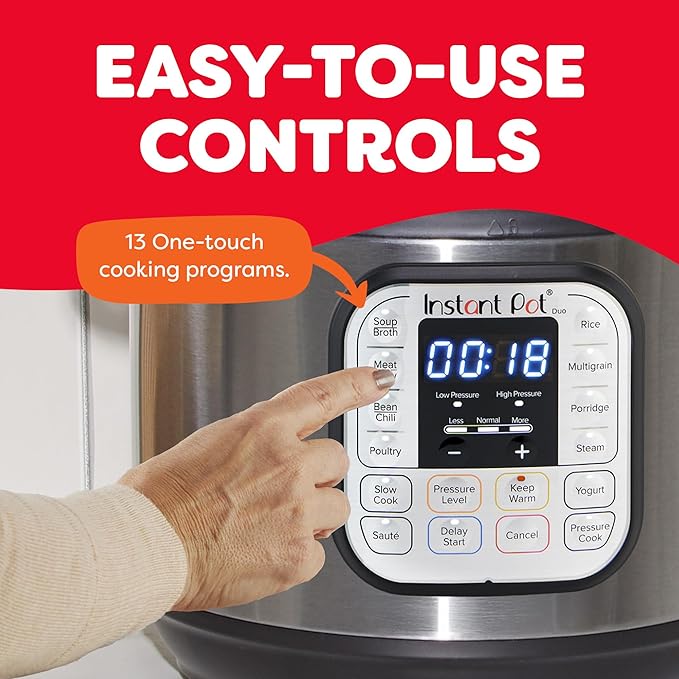 Instant Pot Duo 6 Qt 7-in-1 Electric Pressure Cooker, Stainless Steel | multicooker, 6 quart, slow cook, rice, steam, sauté, yogurt, sterilizer, keep warm,.