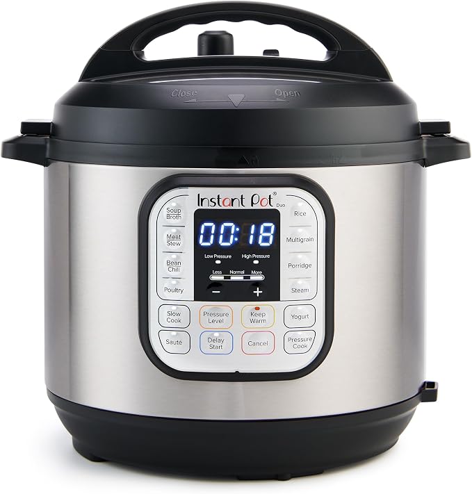 Instant Pot Duo 6 Qt 7-in-1 Electric Pressure Cooker, Stainless Steel | multicooker, 6 quart, slow cook, rice, steam, sauté, yogurt, sterilizer, keep warm,.