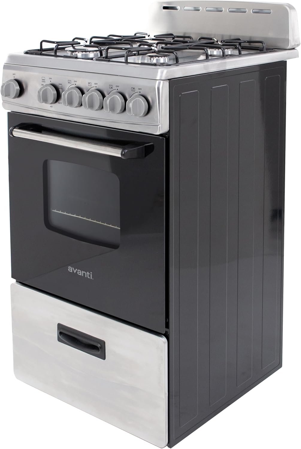 Avanti Compact Gas Range Oven, 4 Sealed Burners, 20-Inch, Stainless Steel | Avanti Compact Gas Range Oven, Freestanding with 4 Sealed Burners, Broiler with..