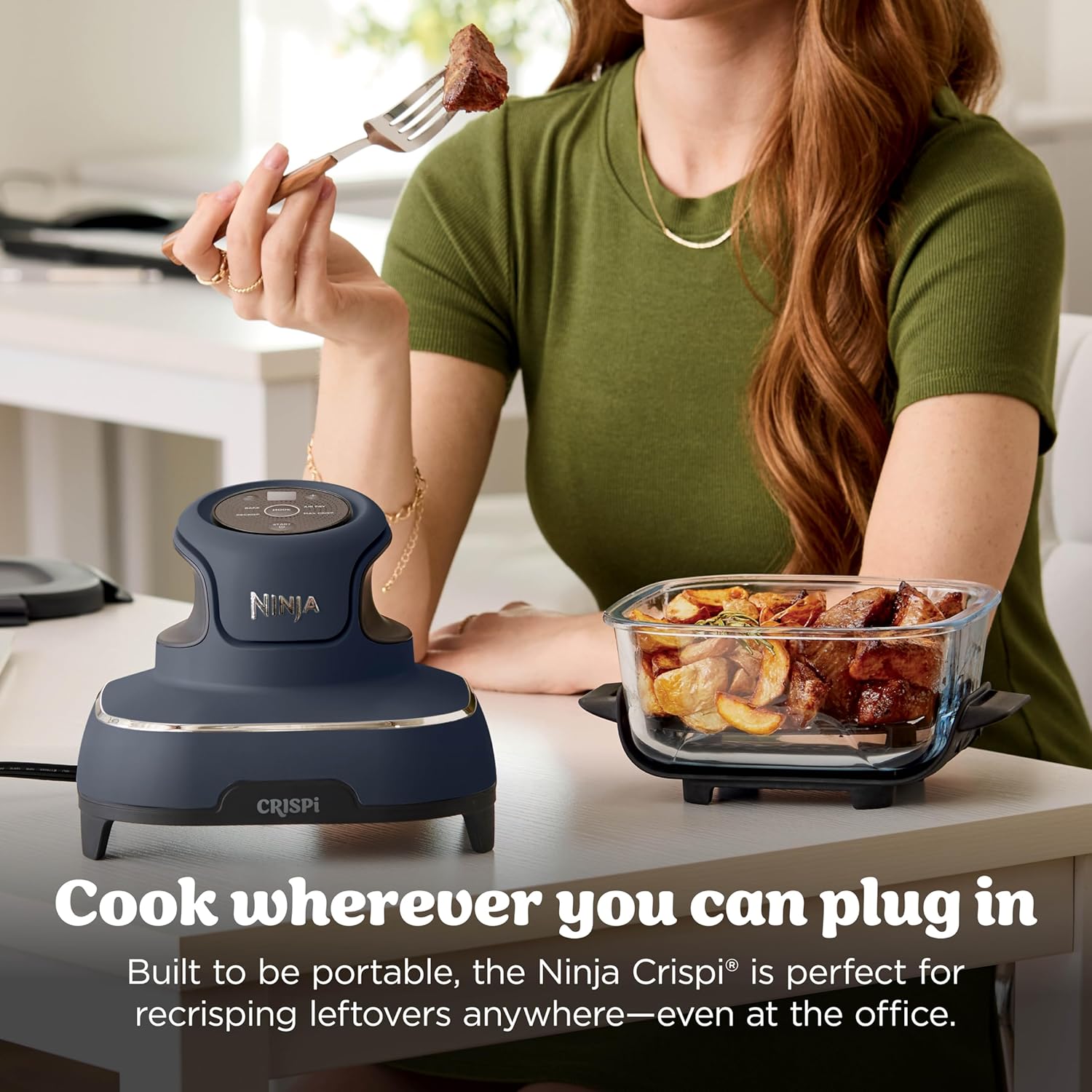 Ninja Crispi Glass Air Fryer, 4-in-1, Grey, FN101GY | Max crisp, bake, air fry, recrisp, 450F max, 4 Qt and 6 Cup containers, PFAS-free glass