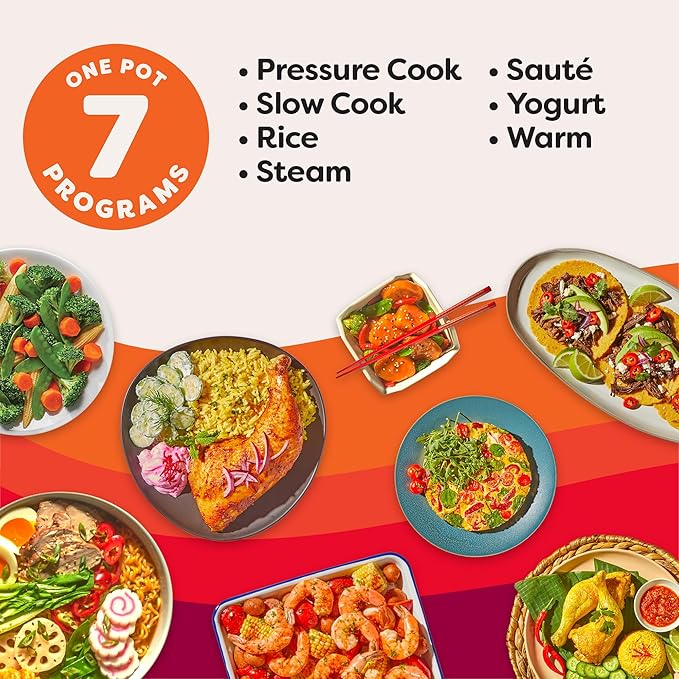 Instant Pot Duo 6 Qt 7-in-1 Electric Pressure Cooker, Stainless Steel | multicooker, 6 quart, slow cook, rice, steam, sauté, yogurt, sterilizer, keep warm,.