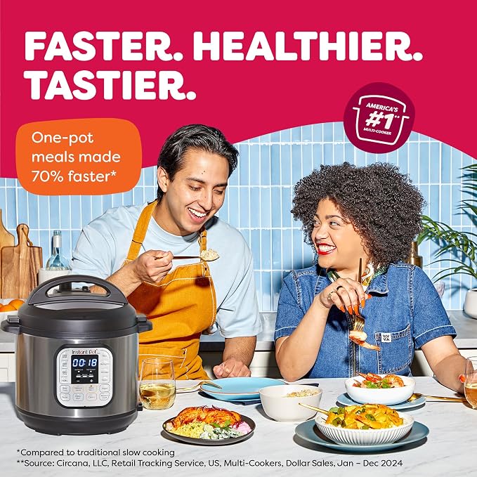 Instant Pot Duo 6 Qt 7-in-1 Electric Pressure Cooker, Stainless Steel | multicooker, 6 quart, slow cook, rice, steam, sauté, yogurt, sterilizer, keep warm,.